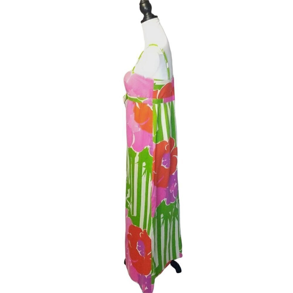 Vtg 60s Malia Honolulu floral long maxi dress Marimekko style flowers - Picture 6 of 9